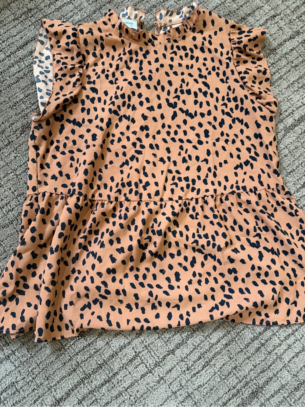 Women’s XL Leopard Print Ruffle Sleeve Peplum Blouse